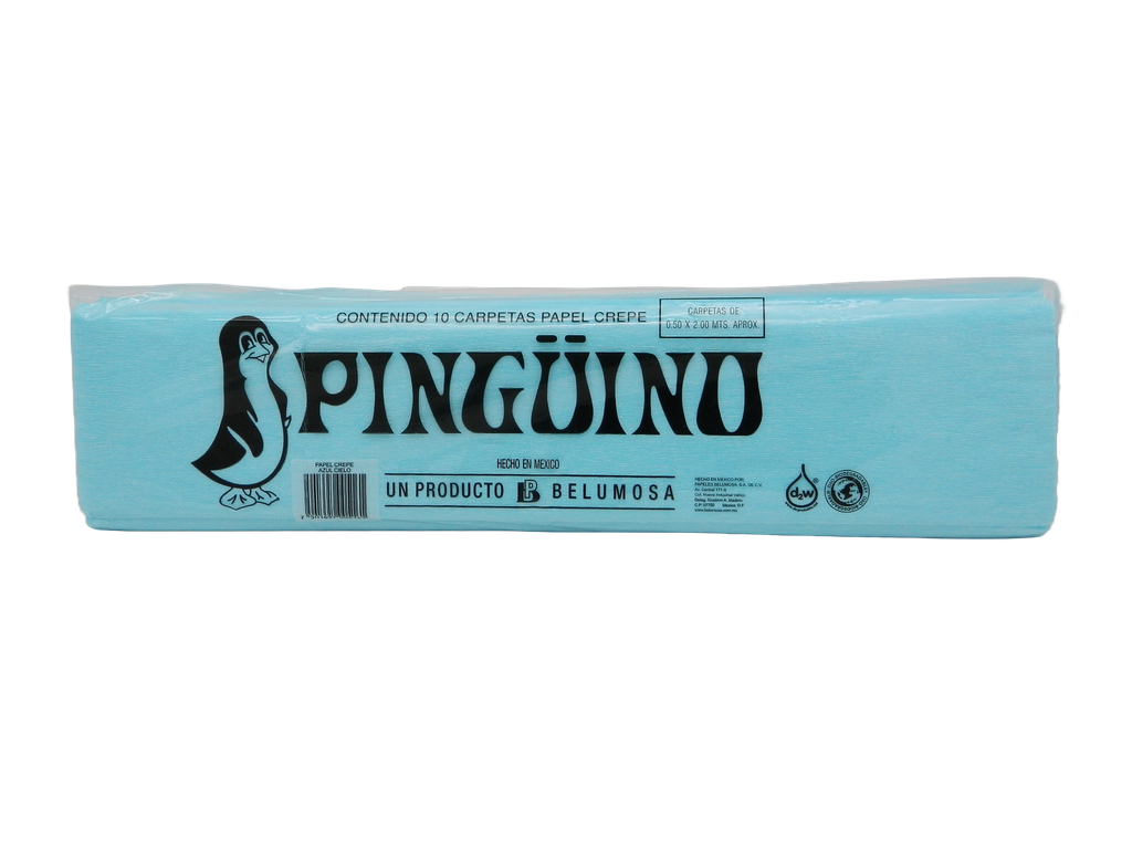 Papel Crepe Pingüino Azul Cielo C/ 10 pzs Belumosa