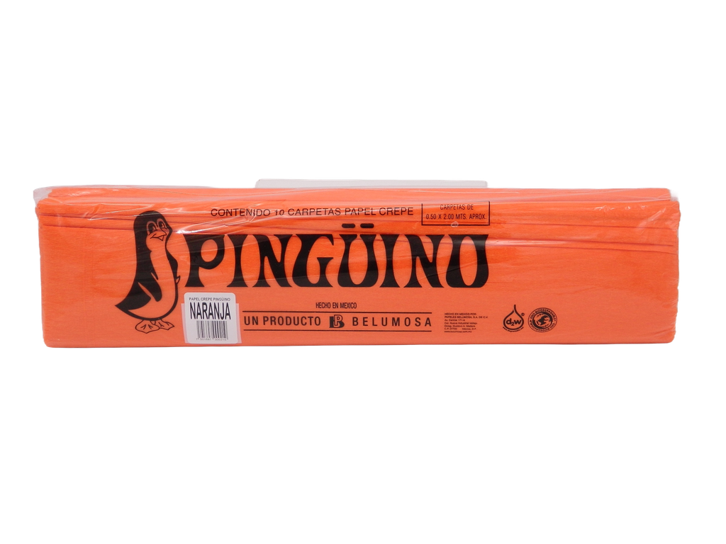 Papel Crepe Pingüino Naranja C/ 10 pzs Belumosa
