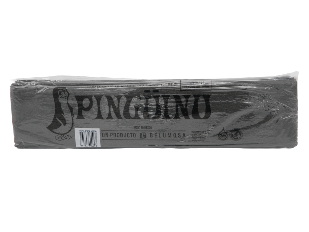 Papel Crepe Pingüino Negro C/ 10 pzs Belumosa