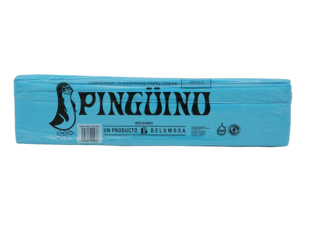 Papel Crepe Pingüino Azul Turquesa C/ 10 pzs Belumosa
