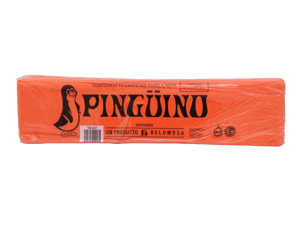 Papel Crepe Pingüino Mandarina C/ 10 pzs Belumosa