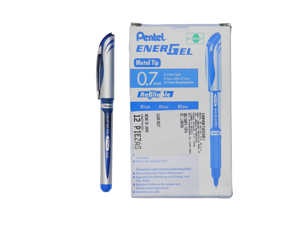 Pluma Energel 0.7 mm P/ Fino Azul C/ 12 pzs BL57 Pentel