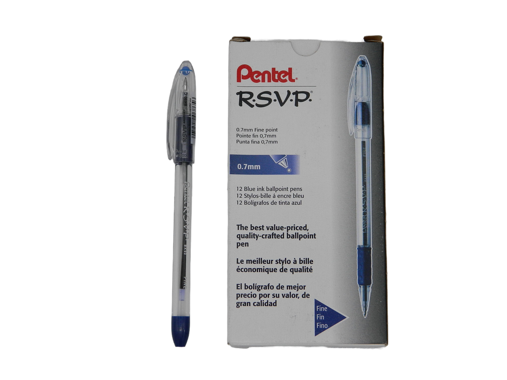 Pluma RSVP 0.7 mm P/ Fino Azul C/ 12 pzs Pentel