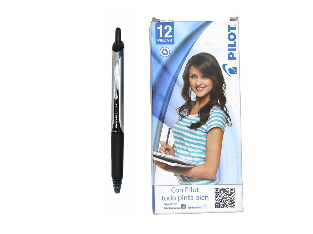 Pluma Precise PV5RT Retractil 0.5 mm P/ Extrafino Negro C/ 12 pzs Pilot