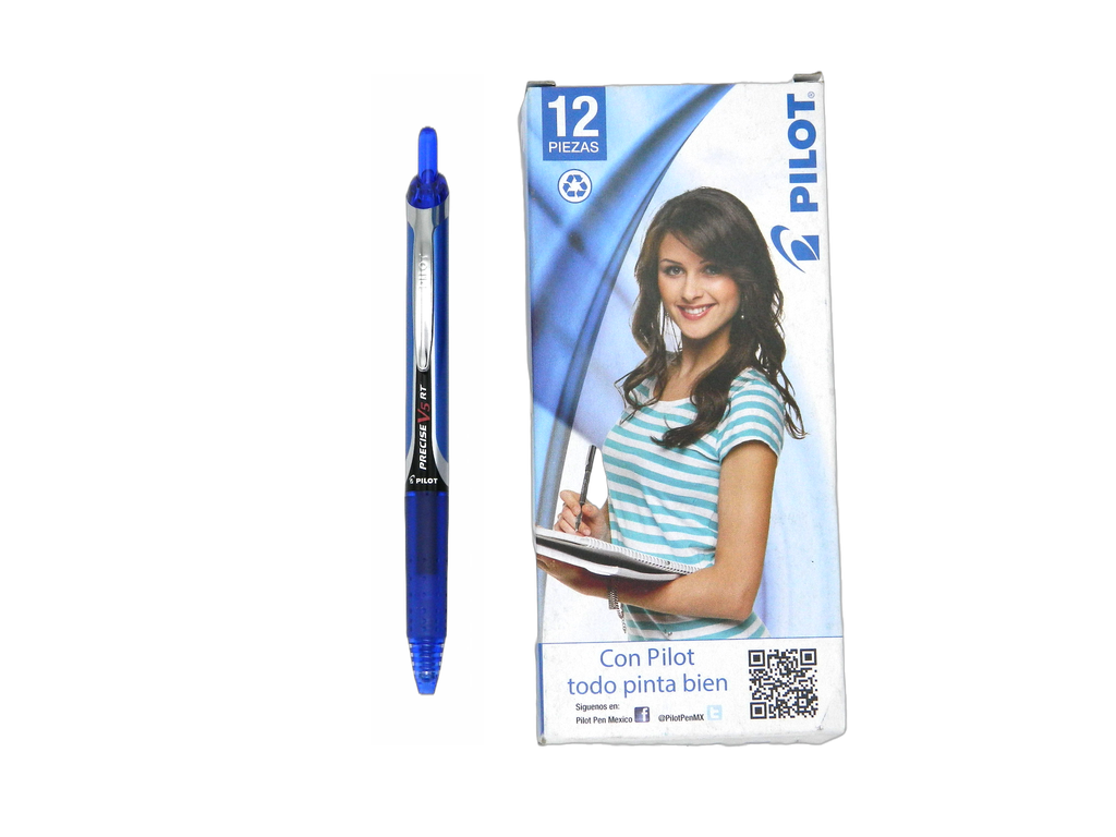 Pluma Precise PV5RT Retractil 0.5 mm P/ Extrafino Azul C/ 12 pzs Pilot