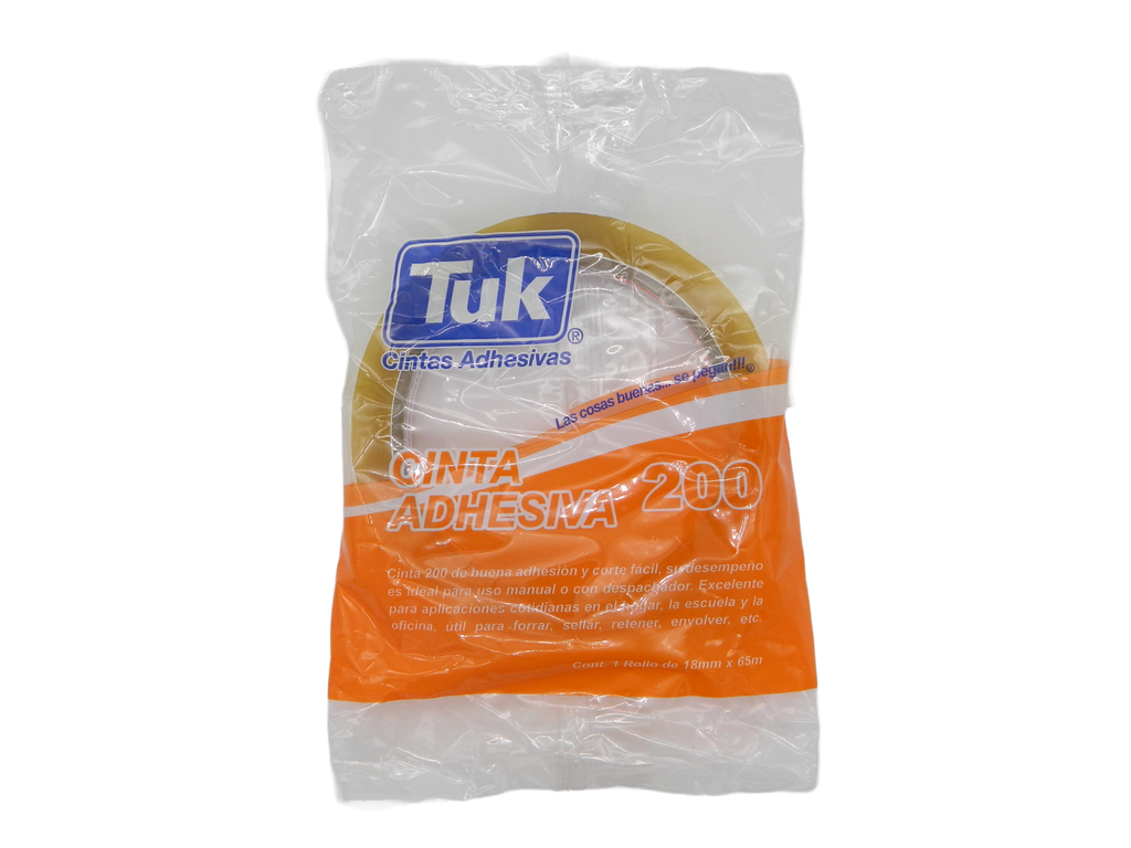 Cinta Adhesiva Transparente T-200 18 x 65 C/ 12 pzs Tuk