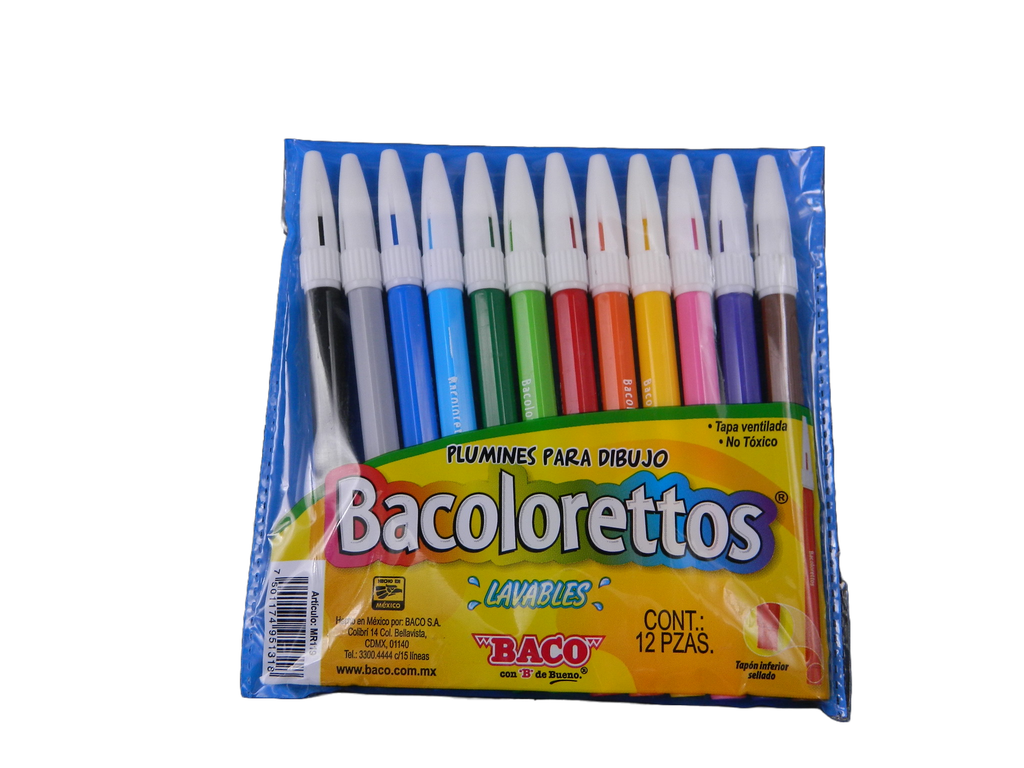 Plumines Bacoloreto Surtidos C/ 12 pzs Baco