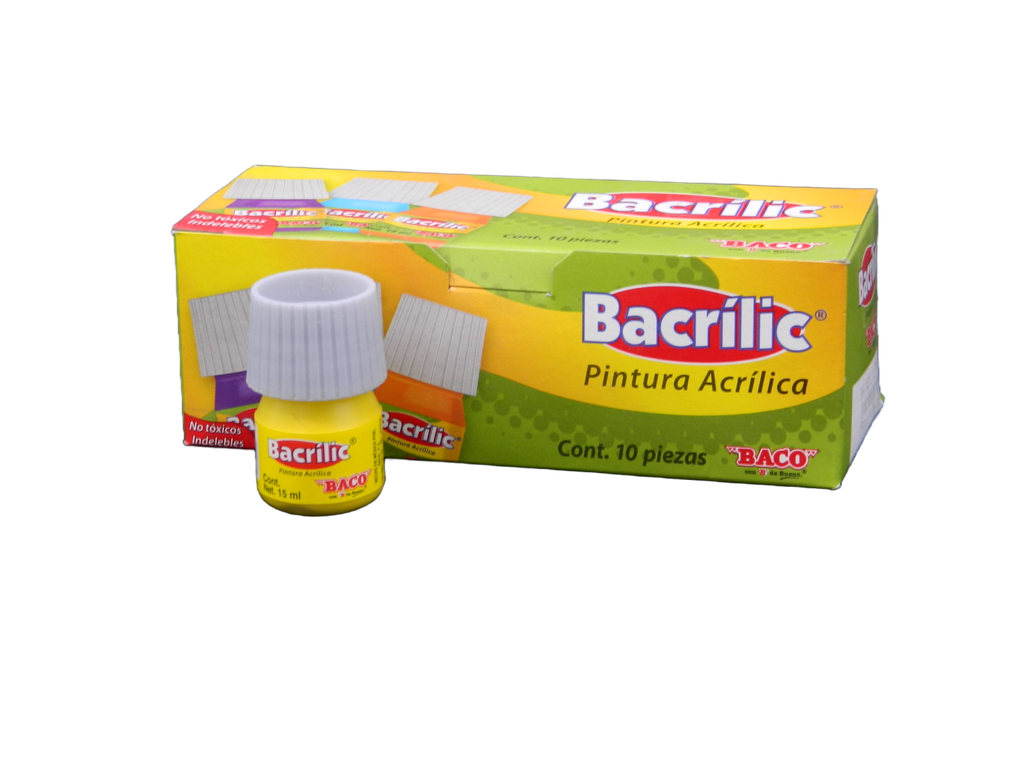 Pintura Acrilica 350 Amarillo Limon 15 ml C/ 10 pzs Baco