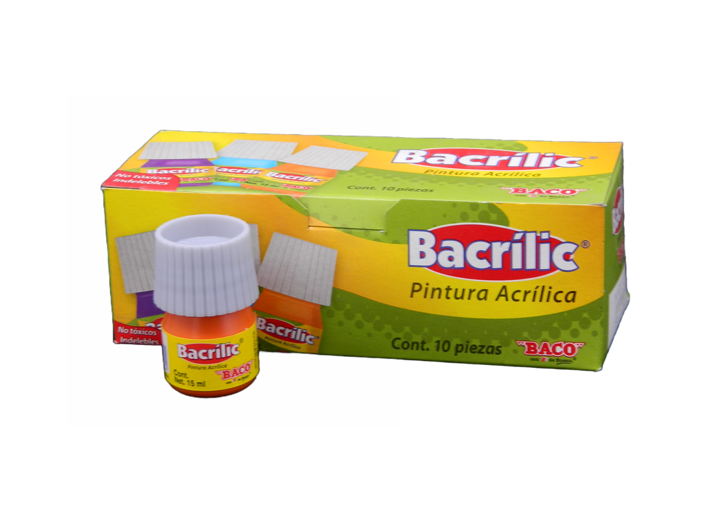 Pintura Acrilica 353 Naranja 15 ml C/ 10 pzs Baco