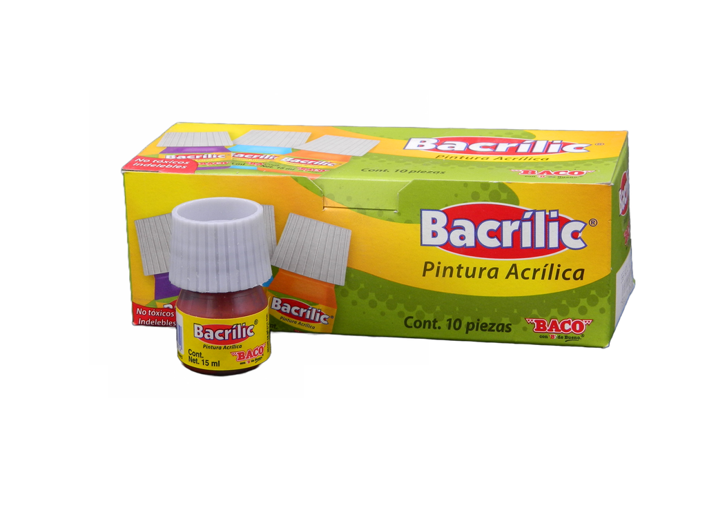 Pintura Acrilica 356 Rojo Oxido 15 ml C/ 10 pzs Baco
