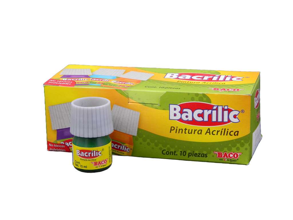 Pintura Acrilica 363 Verde Esmeralda 15 ml C/ 10 pzs Baco