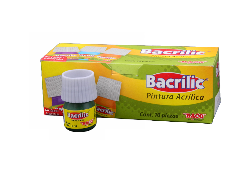 Pintura Acrilica 363-A Verde Obscuro 15 ml C/ 10 pzs Baco