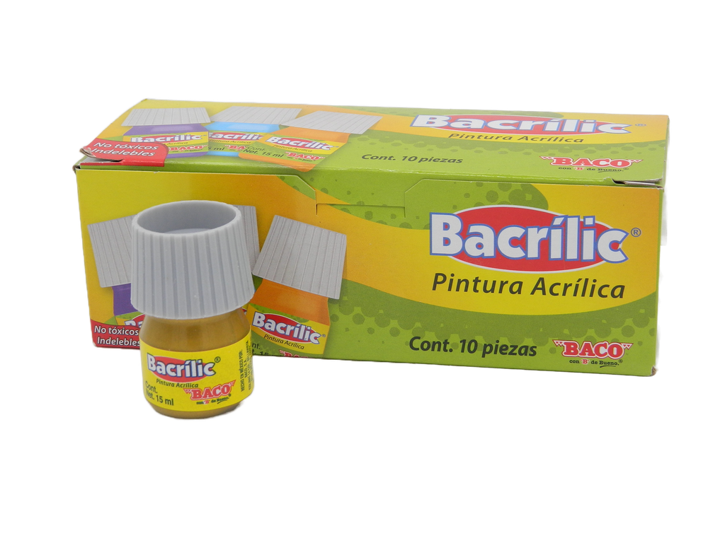 Pintura Acrilica 368 Oro Rico 15 ml C/ 10 pzs Baco