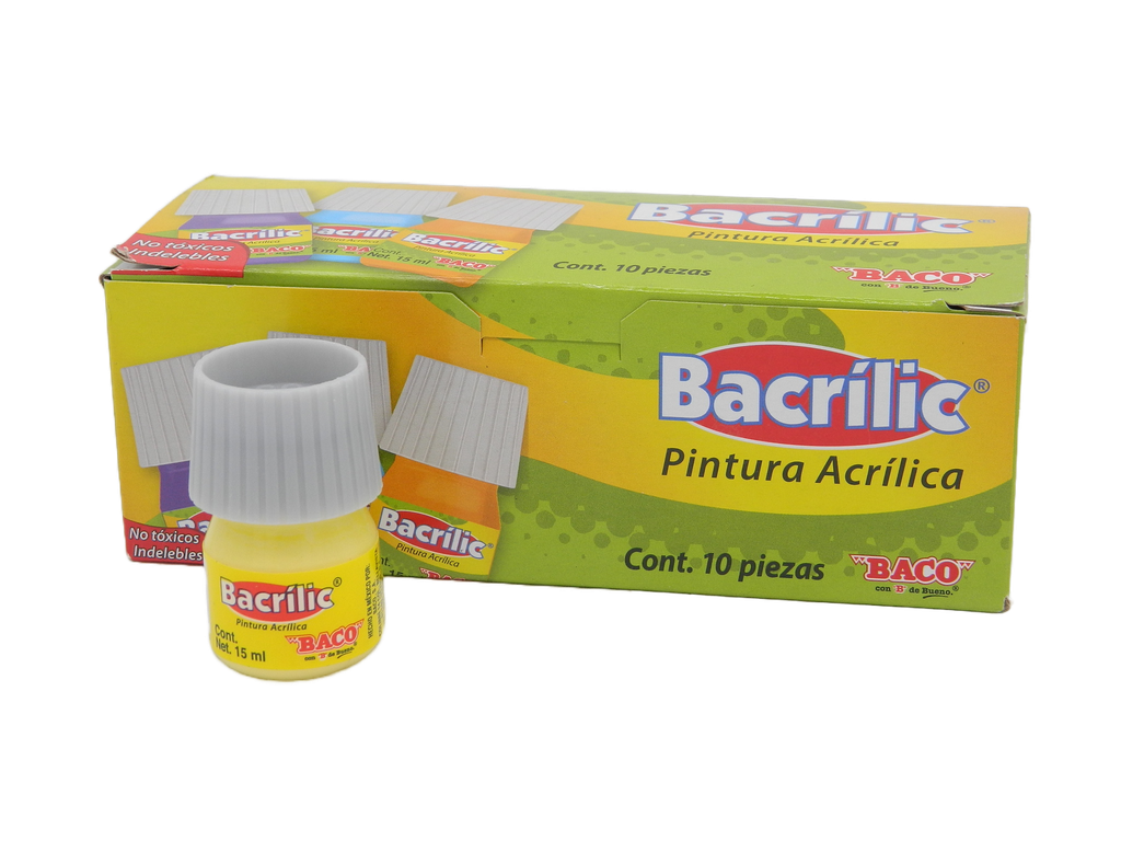 Pintura Acrilica 380 Amarillo Pastel 15 ml C/ 10 pzs Baco