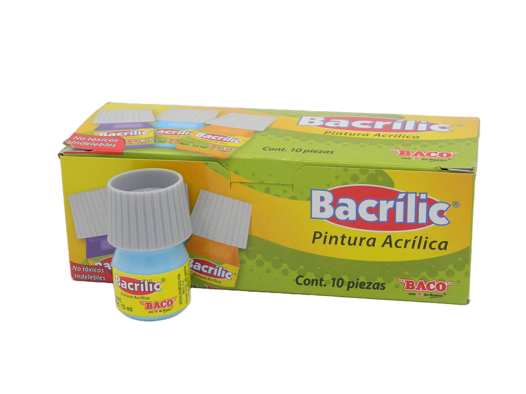Pintura Acrilica 384 Azul Pastel 15 ml C/ 10 pzs Baco