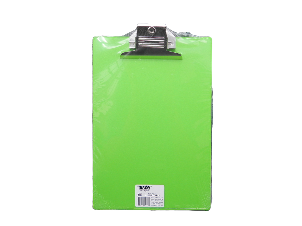 Tabla Agarrapapel Plastico Color T/ Carta Baco