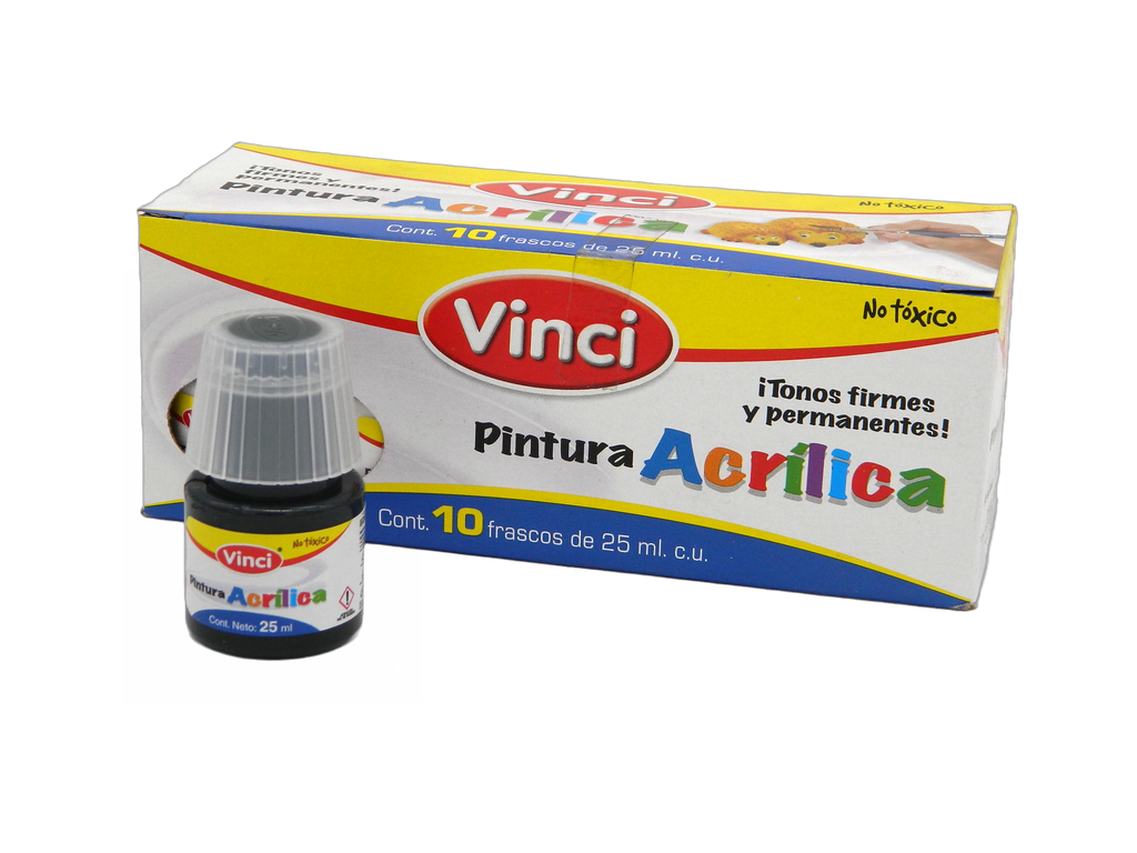 Pintura Acrilica Vinci 080 Negro 25 ml C/ 10 pzs Dixon