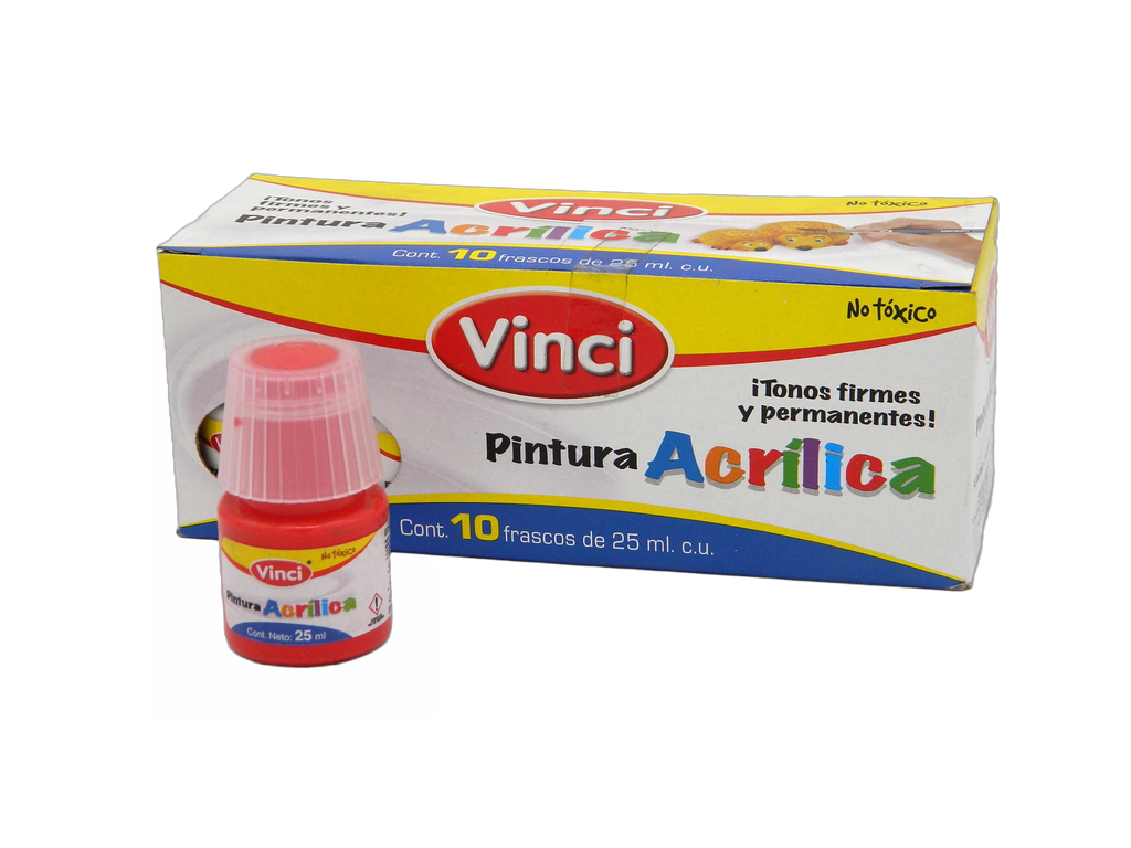Pintura Acrilica Vinci 092 Rojo 25 ml C/ 10 pzs Dixon