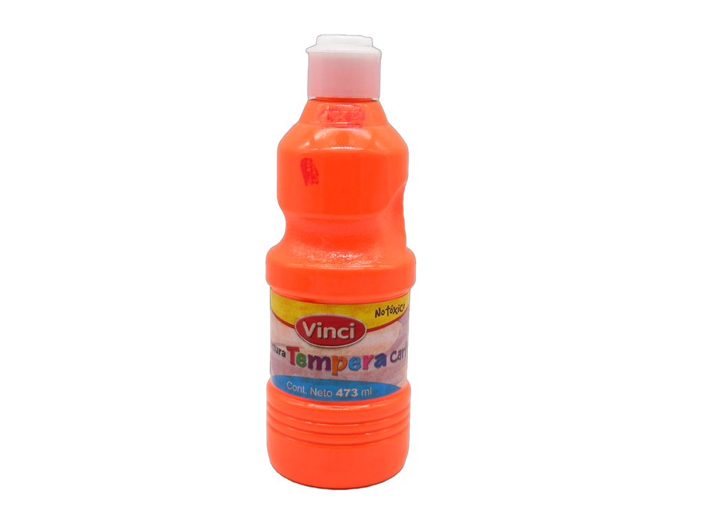 Pintura Tempera Vinci 473 ml Naranja Fluorescente C/ 4 pzs Dixon