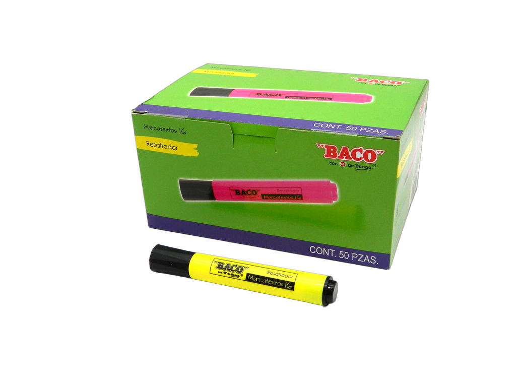 Marcatexto 16 Amarillo C/ 50 pzs Baco