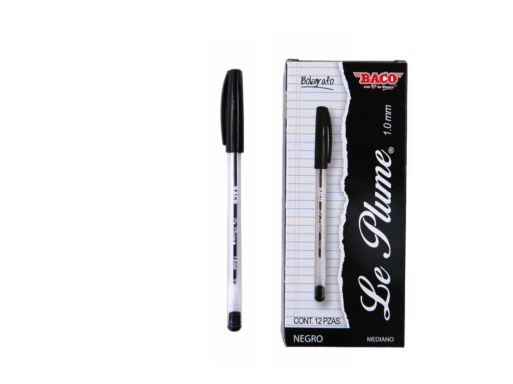 Pluma Le Plume 1.0 mm P/ Mediano Negro C/ 12 pzs Baco
