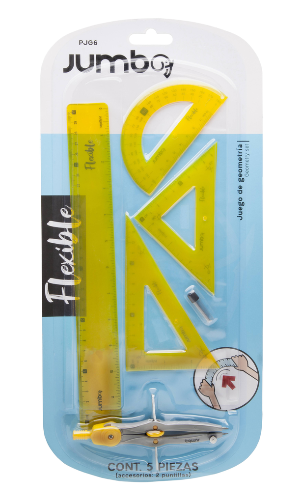 Juego Geometrico Flexible Mediano C/ Compas Plastico Jumbo