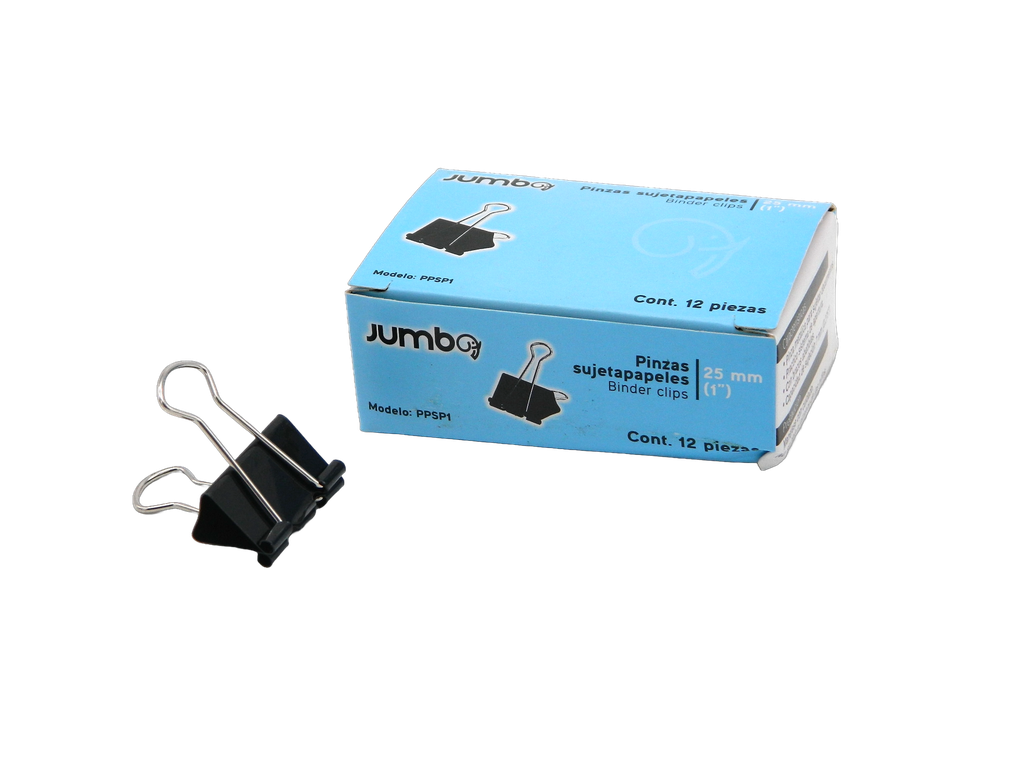 Binder Clip 25 mm 1" C/ 12 pzs Jumbo