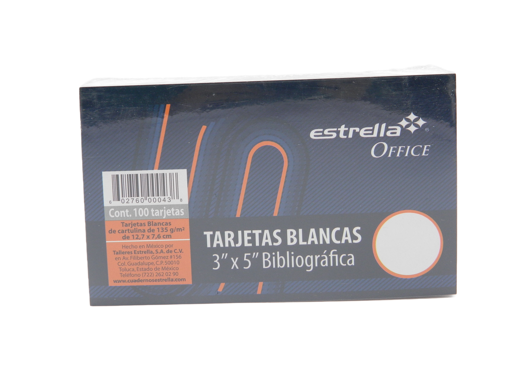 Tarjeta Blanca 3 x 5 C/ 100 pzs Estrella