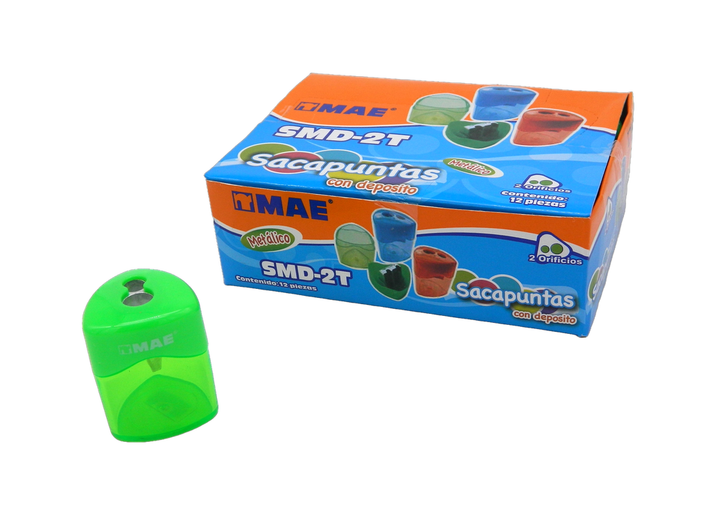 Sacapuntas Metalico Doble C/ Deposito C/ 12 pzs Mae