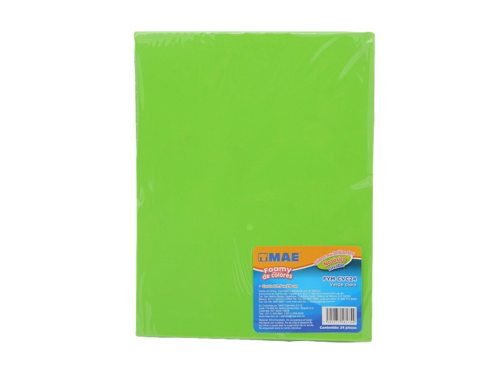Foamy T/ Carta Verde Claro C/ 24 pzs Mae