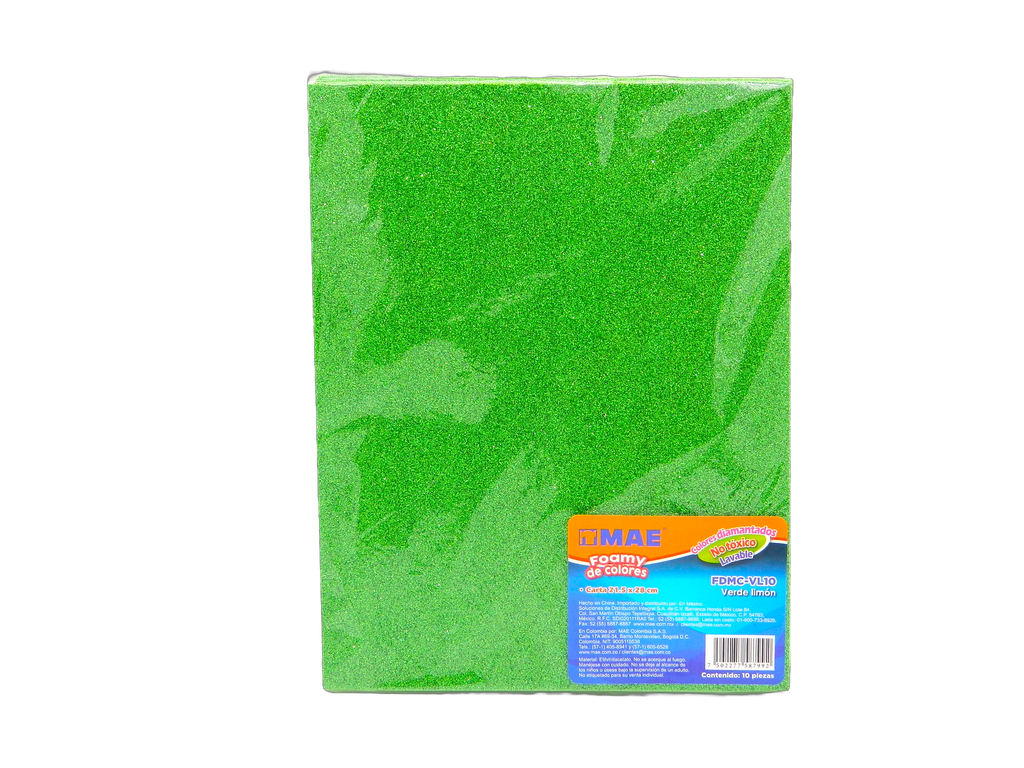 Foamy Diamantado T/ Carta Verde Limon C/ 10 pzs Mae