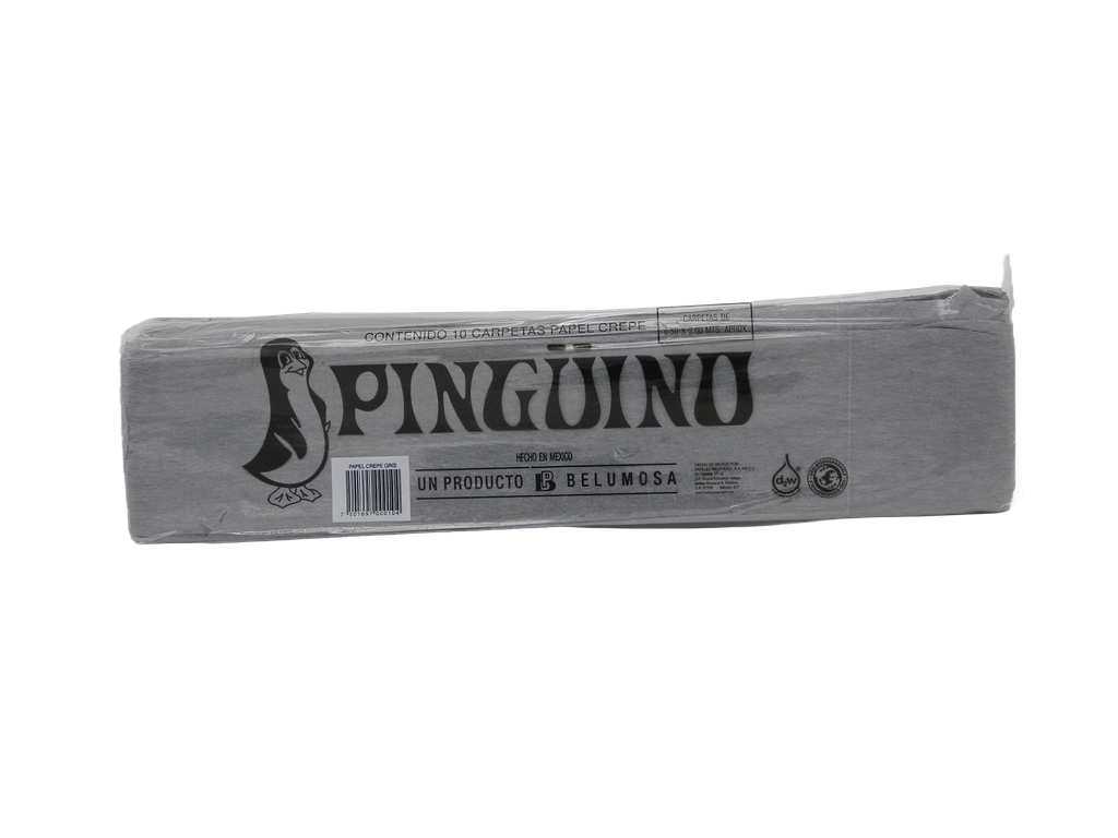 Papel Crepe Pingüino Gris C/ 10 pzs Belumosa