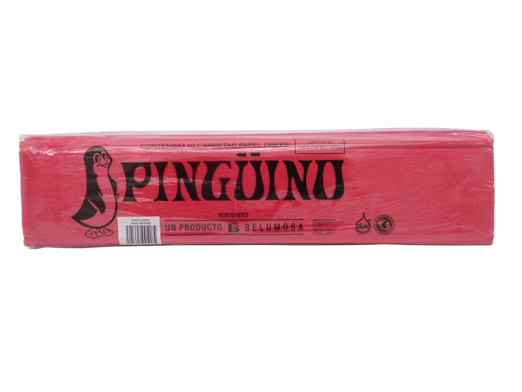 Papel Crepe Pingüino Rojo Navidad C/ 10 pzs Belumosa