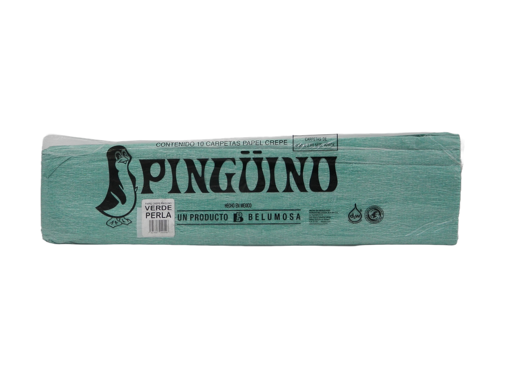 Papel Crepe Pingüino Verde Perla C/ 10 pzs Belumosa