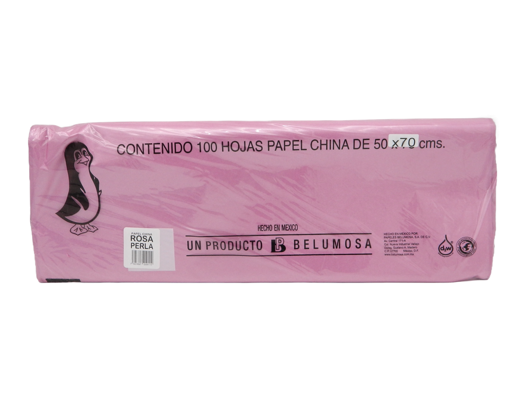 Papel China Pingüino 50x75 cms Rosa Perla C/ 100 pzs Belumosa