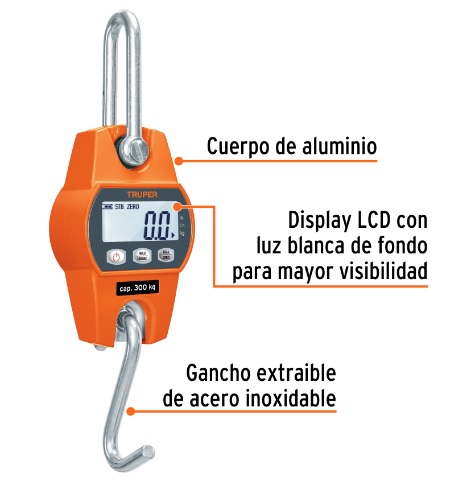 Bascula Electronica Colgante Gancho Hasta 300 Kgs 100788 Truper