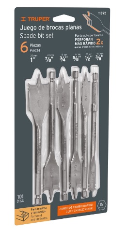 Juego de 6 Brocas Planas P/ Madera 11395 Truper