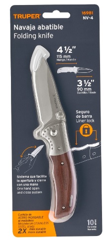 Navaja Abatible Mango Madera 9 cms 16981 Truper