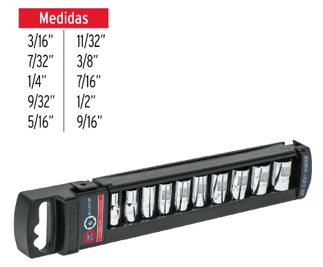 Juego 10 Dados Cortos Std 1/4" 14165 Truper