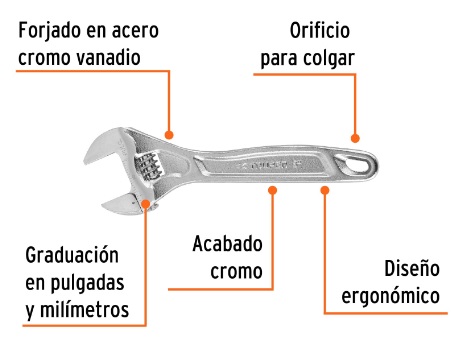 Llave Ajustable Perico Cromado 8" 15506 Truper