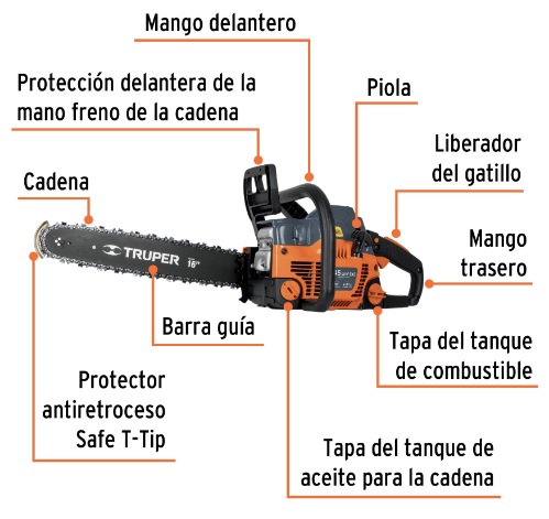 Motosierra Motor 2 Tiempos 45 cc 16" 16620 Truper