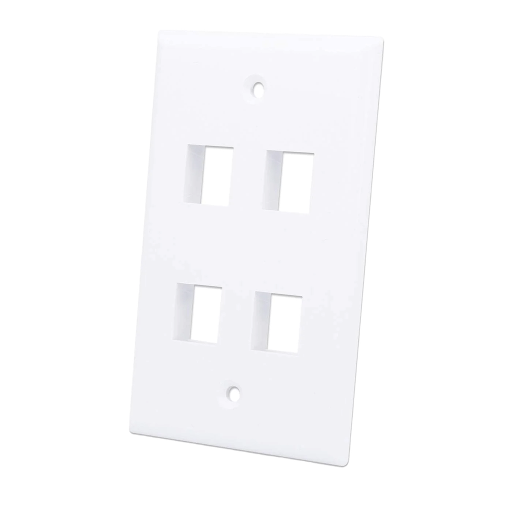 Tapa P/ Caja de Pared Wall Plate Blanco 4 Perforaciones Intellinet