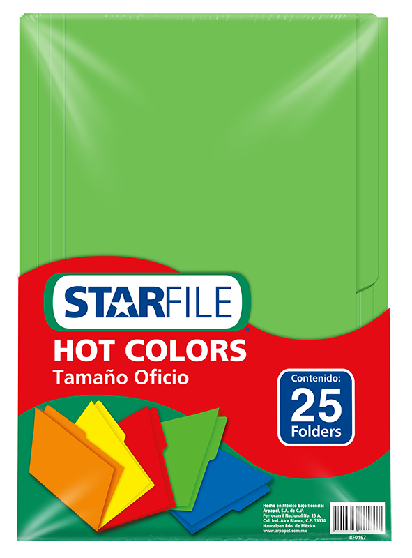 Folder Hot Color T/ Oficio Verde C/ 25 pzs Arpapel