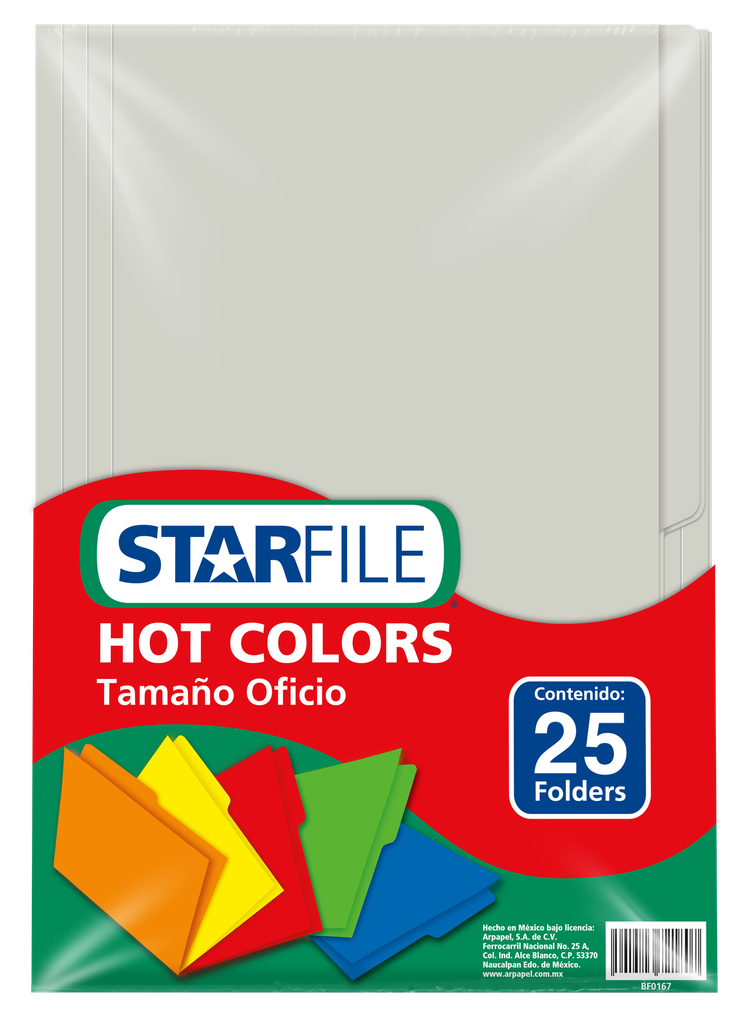 Folder Hot Color T/ Oficio Gris C/ 25 pzs Arpapel