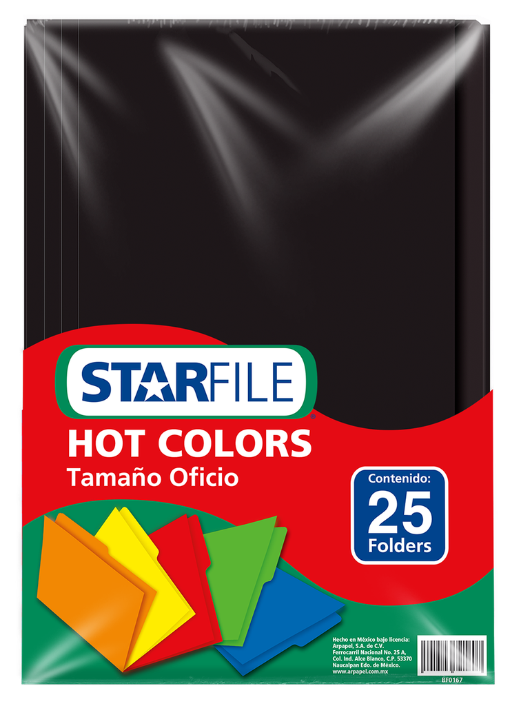 Folder Hot Color T/ Oficio Negro C/ 25 pzs Arpapel