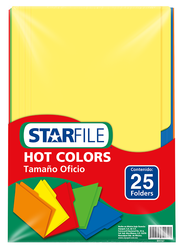 Folder Hot Color T/ Oficio Surtido Arcoiris C/ 25 pzs Arpapel