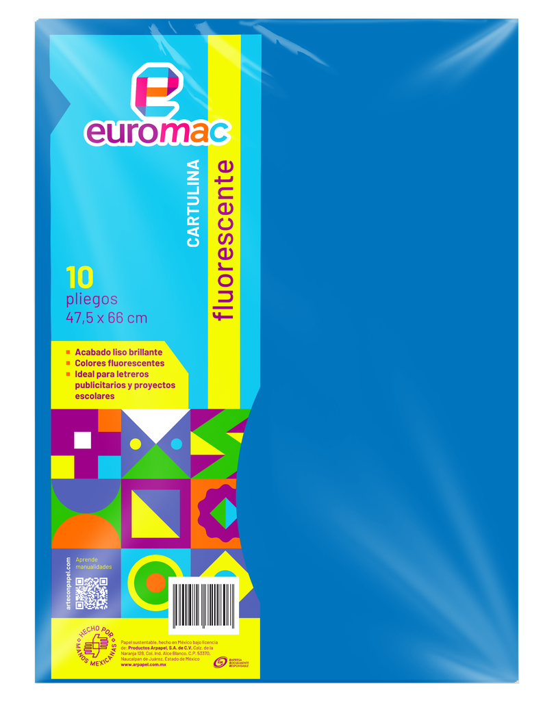 Cartulina Fluorescente Azul C/ 10 pzs Arpapel