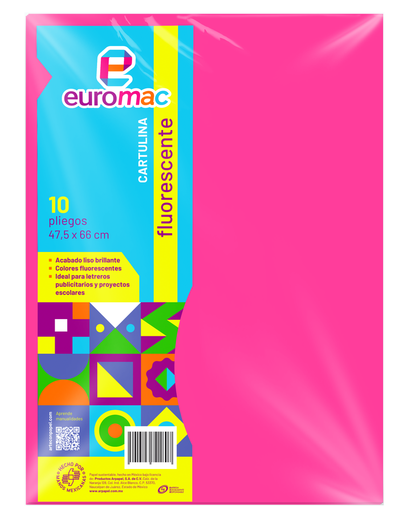 Cartulina Fluorescente Rosa C/ 10 pzs Arpapel
