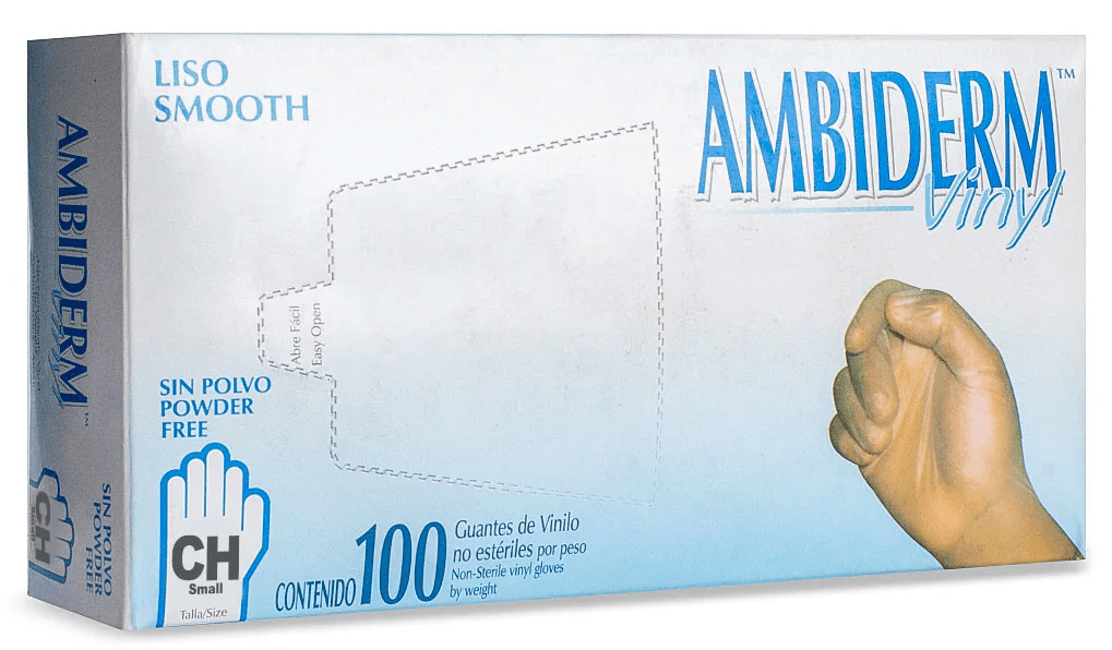 Guante Vinyl Libre de Polvo Chico C/ 100 pzs Ambiderm