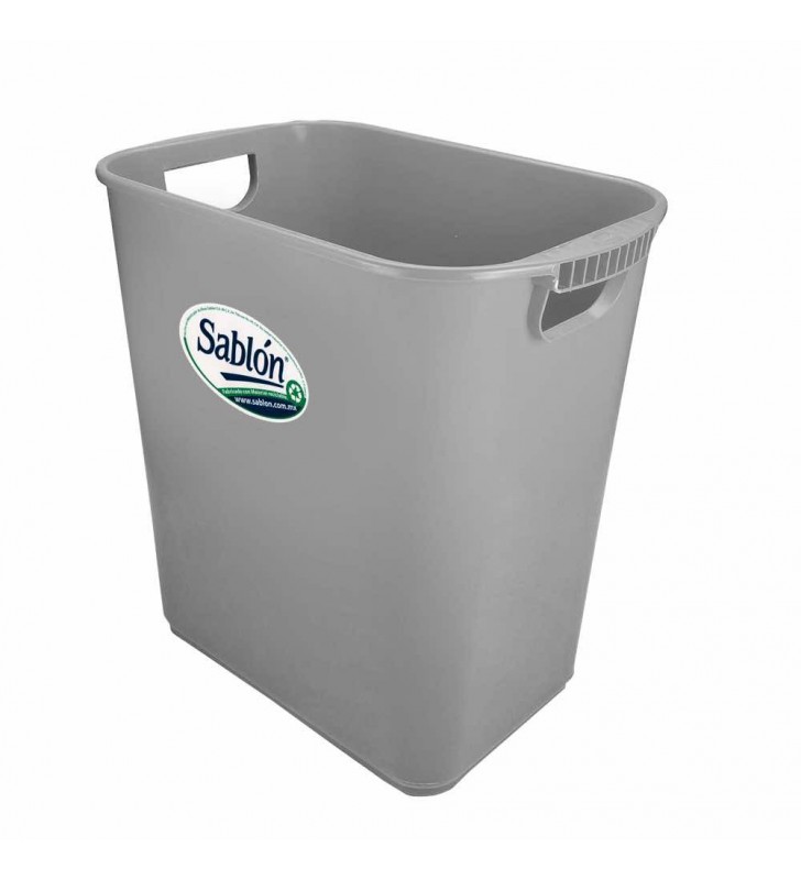 Cesto Rectangular Jumbo C/ Asas Gris Sablon